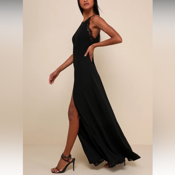 Lulus, black, lace-trimmed, maxi-dress - Picture 3 of 12